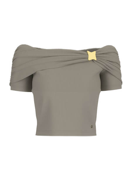 Guess Brigitte Off Shoulder Top - Sage Leaf