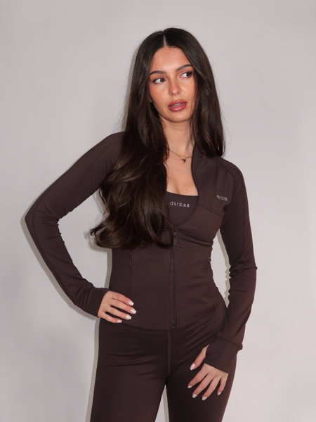 Guess Margot LS Zip Active Vest - Coffee Roast Guess Guess Margot LS Zip Active Vest - Coffee Roast