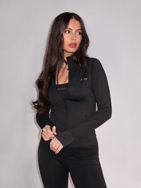 Guess Margot LS Zip Active Vest - Jet Black Guess Guess Margot LS Zip Active Vest - Jet Black
