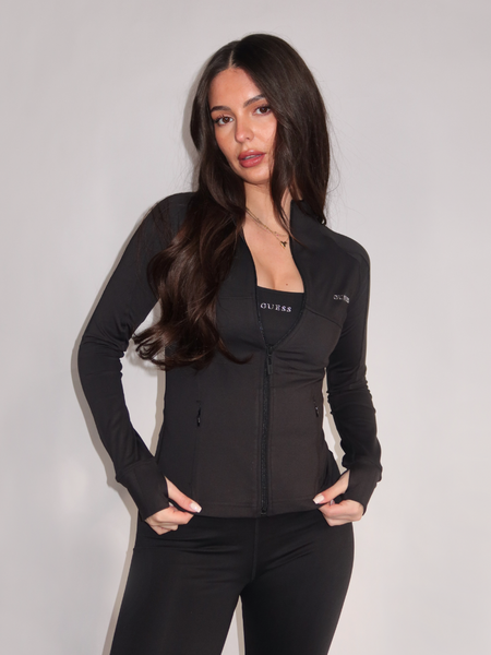 Guess Margot LS Zip Active Vest - Jet Black Guess Guess Margot LS Zip Active Vest - Jet Black