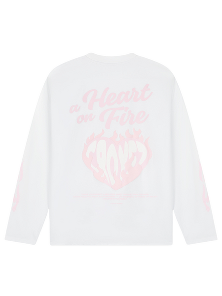 Croyez Croyez Women Heart On Fire Longsleeve - White/Pink