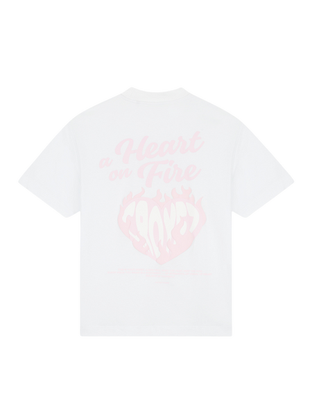 Croyez Croyez Women Heart On Fire T-Shirt - White/Pink