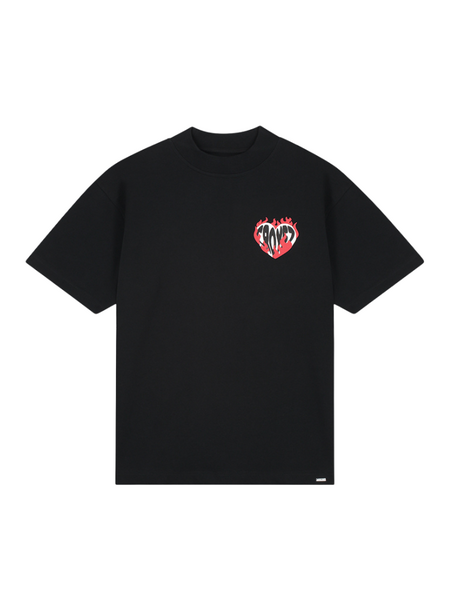 Croyez Croyez Heart On Fire T-Shirt - Vintage Black