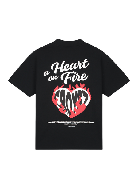Croyez Croyez Heart On Fire T-Shirt - Vintage Black