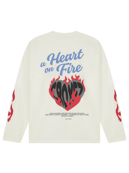 Croyez Croyez Heart On Fire Longsleeve - Off-White