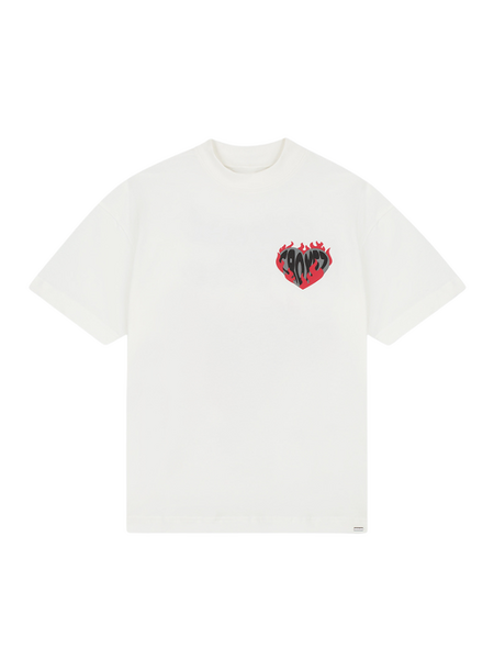 Croyez Croyez Heart On Fire T-Shirt - Off-White