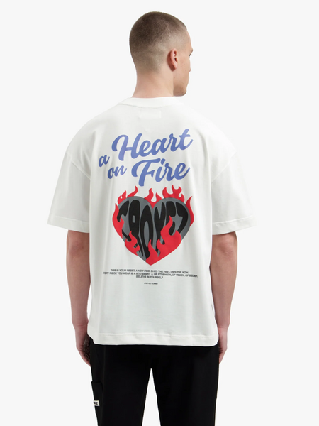 Croyez Croyez Heart On Fire T-Shirt - Off-White