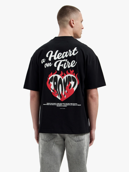 Croyez Croyez Heart On Fire T-Shirt - Vintage Black