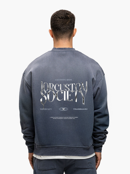 JorCustom JorCustom UncommonMinds Sunfade Crewneck Sweater - Ombre Blue