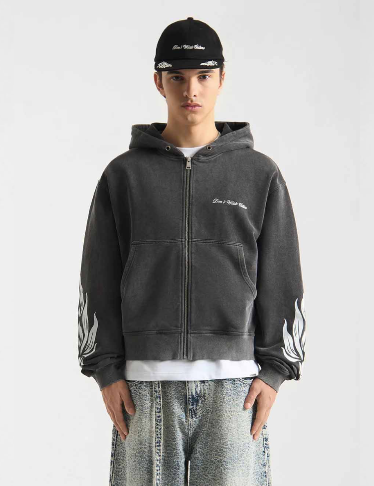 Don't Waste Culture Wesandra Zip Hoodie - Washed Black - Eddy's