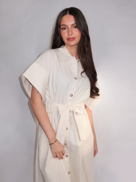 Pinko Alesha Abito Cotone Fluido - Beige G. Maroso Pinko Pinko Alesha Abito Cotone Fluido - Beige G. Maroso