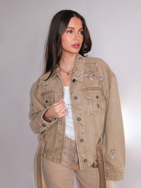 Pinko Pinko Giungla Giubbino Jacket - Brown Denim/Beige