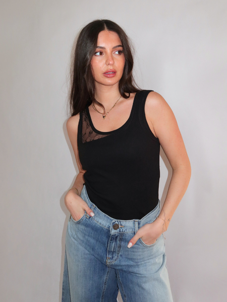 Pinko Pinko Cupboard Canotta Costina Top - Nero Limousine