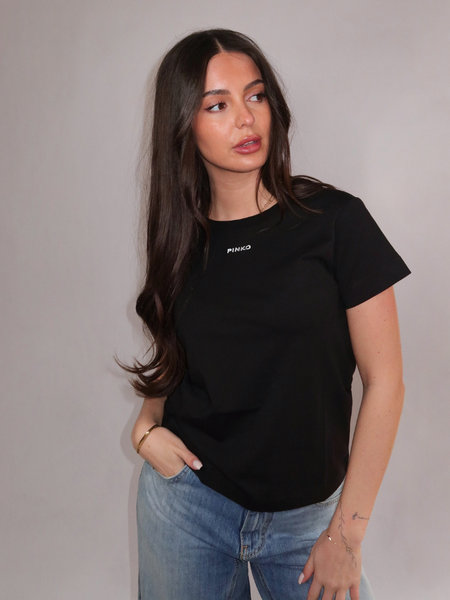 Pinko Basico T-Shirt Jersey Logo - Nero Limousine