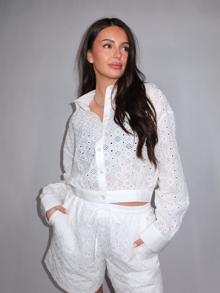 Pinko Pinko Liz Shorts Popeline Ricamo San - White