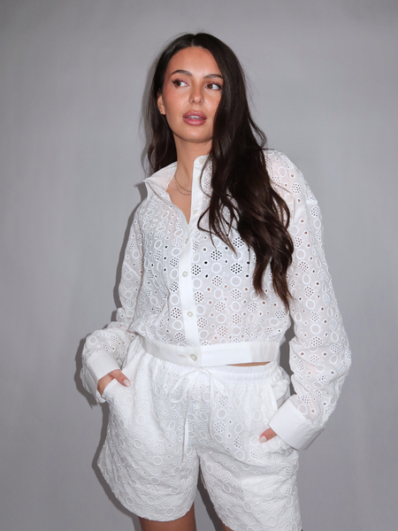 Pinko Pinko Charita Camicia Popeline Ricam Blouse - White