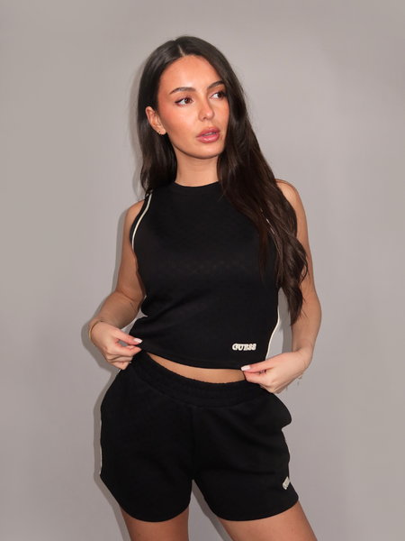 Guess Guess Clara Sleeveless Cropped Top - Jet Black Guess Clara Sleeveless Cropped Top - Jet Black