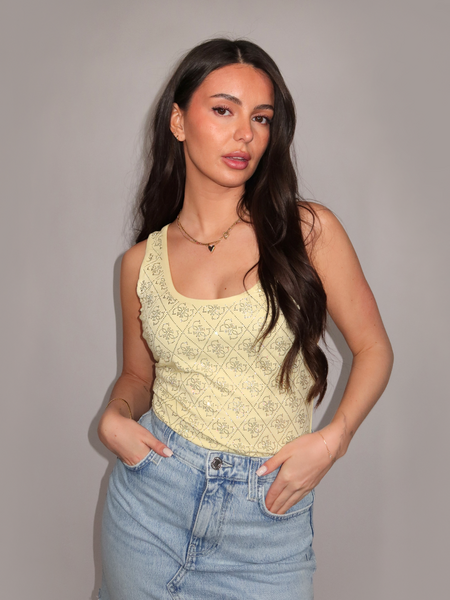 Guess SL 4G Allover Tank Top - New Wax Yellow Guess Guess SL 4G Allover Tank Top - New Wax Yellow