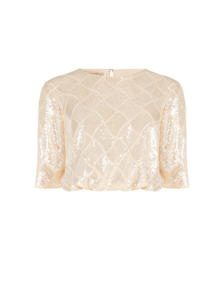 Rinascimento Blusa Paillettes Rombo - Beige chiaro Rinascimento Rinascimento Blusa Paillettes Rombo - Beige chiaro