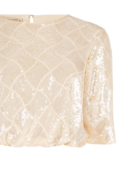 Rinascimento Blusa Paillettes Rombo - Beige chiaro Rinascimento Rinascimento Blusa Paillettes Rombo - Beige chiaro