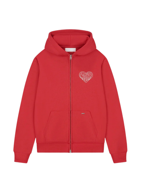 Croyez Croyez Stitched Heart Zip Hoodie - Red