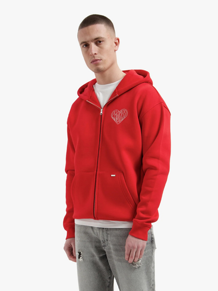 Croyez Stitched Heart Zip Hoodie - Red