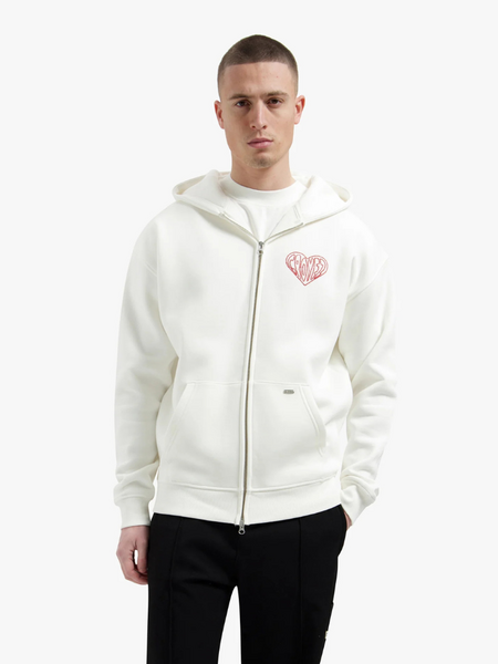 Croyez Stitched Heart Zip Hoodie - Off-White