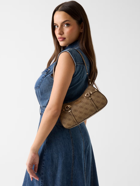 Guess Guess Leona Logo Shoulder Bag - Latte Logo