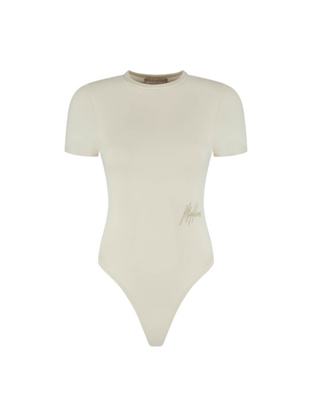Malelions Women Shortsleeve Crewneck Bodysuit - Cream