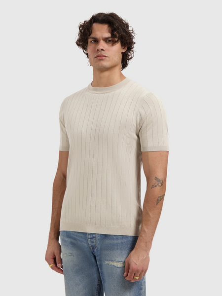 Pure Path Pure Path Dropneedle Knitted T-shirt - Sand Pure Path Dropneedle Knitted T-shirt - Sand