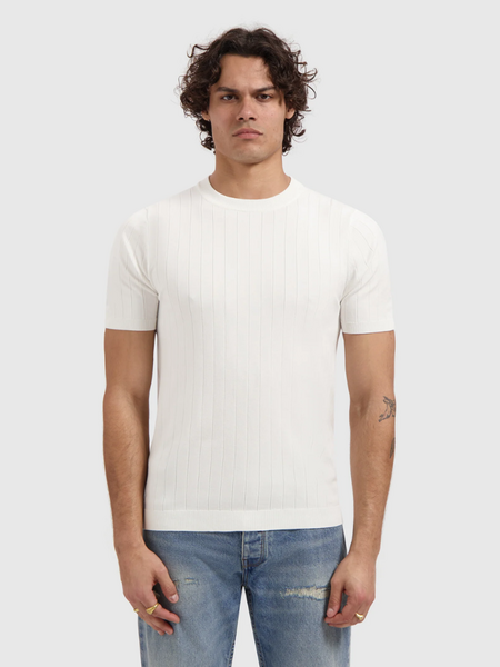 Pure Path Pure Path Dropneedle Knitted T-shirt - off white Pure Path Dropneedle Knitted T-shirt - off white