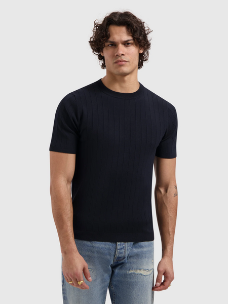 Pure Path Pure Path Dropneedle Knitted T-shirt - Dark Navy Pure Path Dropneedle Knitted T-shirt - Dark Navy