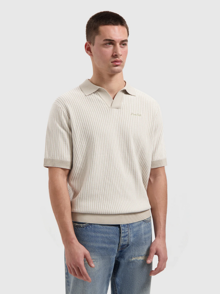 Pure Path Pure Path Ladder Stitch Knitted Polo - Sand Pure Path Ladder Stitch Knitted Polo - Sand