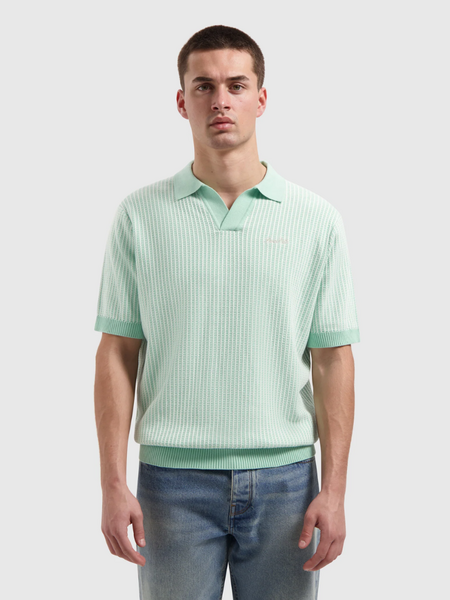 Pure Path Pure Path Ladder Stitch Knitted Polo - Mint Pure Path Ladder Stitch Knitted Polo - Mint