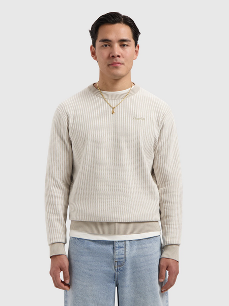 Pure Path Ladder Stitch Knitted Crewneck - Sand