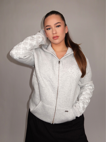 Croyez Croyez Women Cross Zip Hoodie - Grey Melange