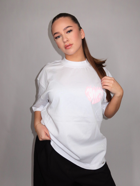 Croyez Women Heart On Fire T-Shirt - White/Pink