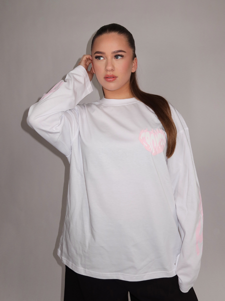 Croyez Croyez Women Heart On Fire Longsleeve - White/Pink