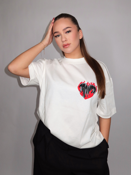 Croyez Women Heart On Fire T-Shirt - Off-White