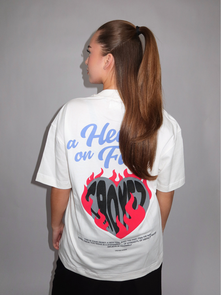 Croyez Croyez Women Heart On Fire T-Shirt - Off-White