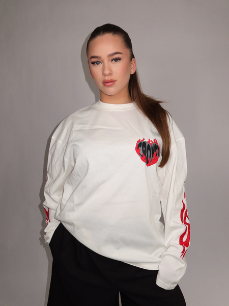 Croyez Croyez Women Heart On Fire Longsleeve - Off-White