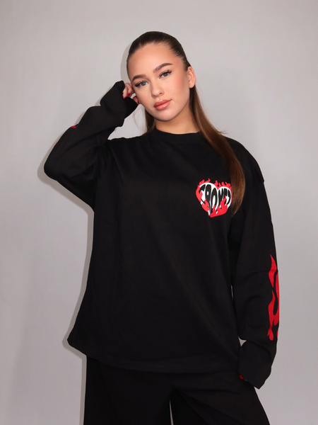 Croyez Women Heart On Fire Longsleeve - Vintage Black