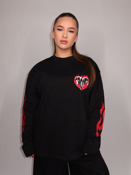 Croyez Croyez Women Heart On Fire Longsleeve - Vintage Black