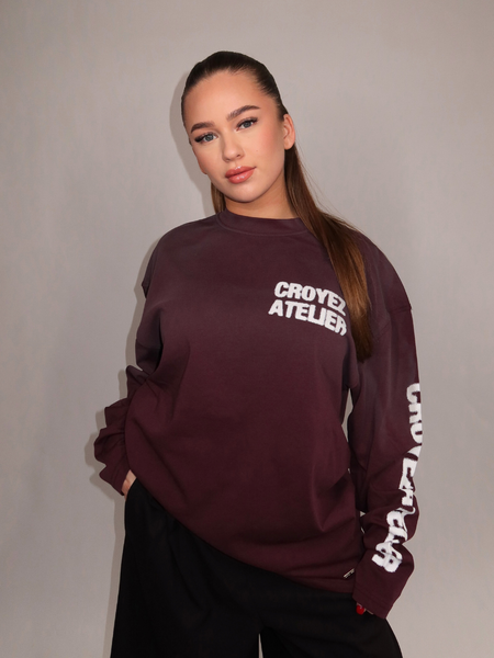 Croyez Croyez Women Sprayed Atelier Longsleeve T-Shirt - Burgundy