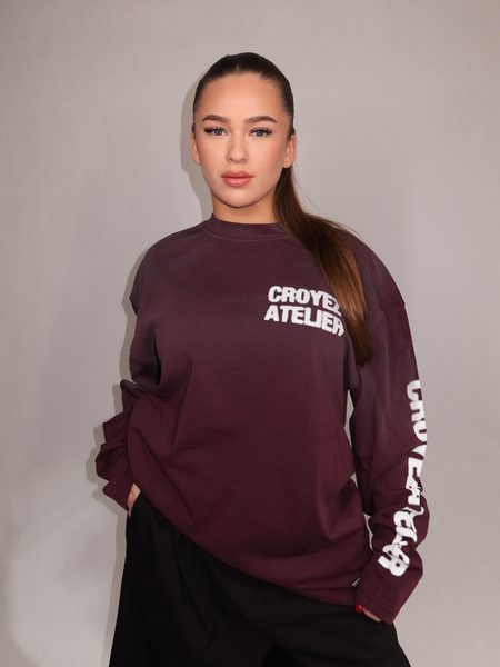 Croyez Croyez Women Sprayed Atelier Longsleeve T-Shirt - Burgundy