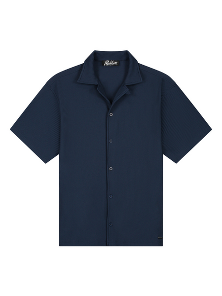 Malelions Malelions Ribbed Camp Collar Shirt - Navy Malelions Ribbed Camp Collar Shirt - Navy