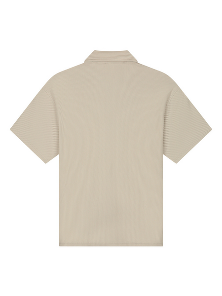 Malelions Malelions Ribbed Camp Collar Shirt - Light Taupe