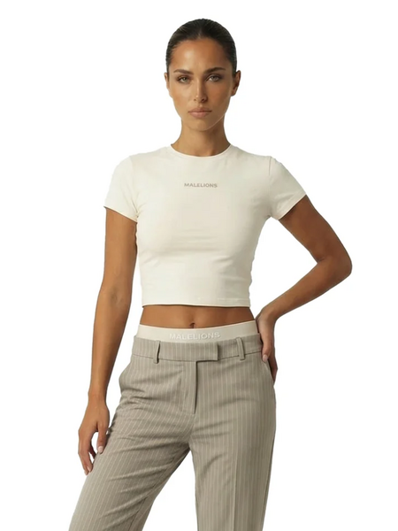 Malelions Malelions Women Cropped Top - Cream Malelions Women Cropped Top - Cream