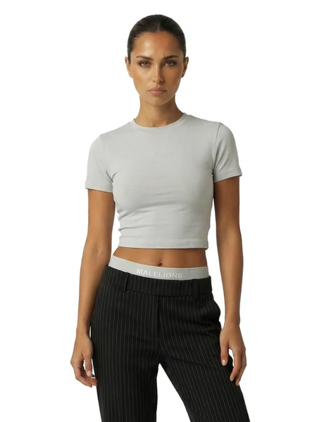 Malelions Malelions Women Cropped Top - Light Grey Malelions Women Cropped Top - Light Grey