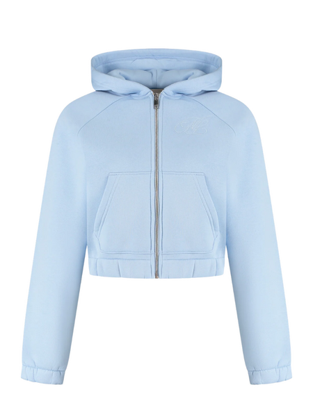 Malelions Malelions Women Cropped Emblem Zip Hoodie - Vista Blue